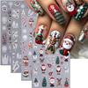 Christmas Nail Art Stickers Decals 5D Self-Adhesive Winter Nail Stickers for Nails Gingerbread Man Xmas Tree Clock Snowflake Nail Design Sliders Santa Claus Nail Decals for Women Manicure Tips 4Pcs view 1