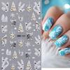 Christmas Nail Art Stickers Decals 5D Self-Adhesive Winter Nail Stickers for Nails Gingerbread Man Xmas Tree Clock Snowflake Nail Design Sliders Santa Claus Nail Decals for Women Manicure Tips 4Pcs view 2