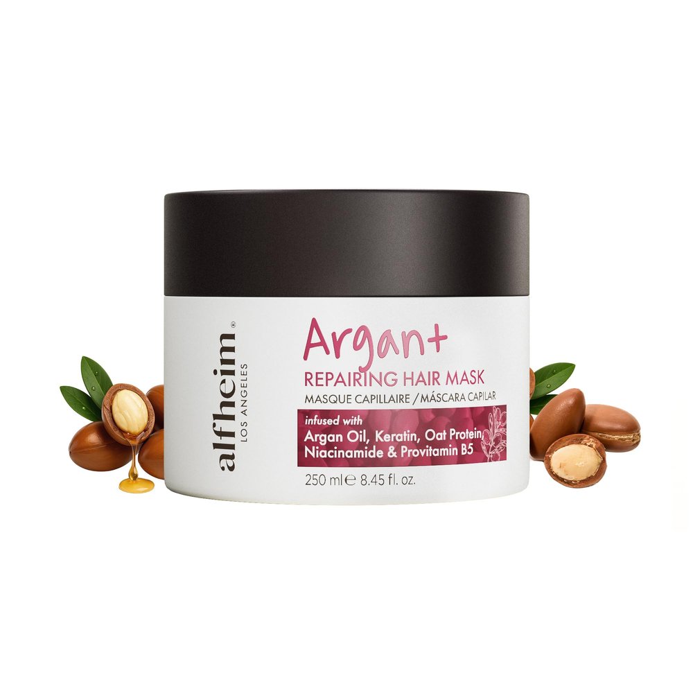 ALFHEIM Argan+ Repairing Hair Mask for Dry, Damaged & Frizzy Hair with Argan Oil, Keratin  Deep Conditioning, Shine & Frizz Control  Intensive Hydration, Color Safe, Sulfate Free  8.45 oz