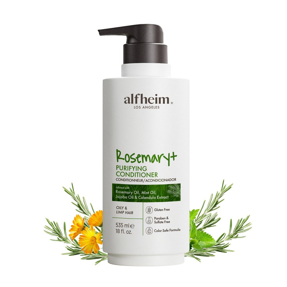 ALFHEIM Rosemary+ Purifying Conditioner  Balancing Conditioner for Oily & Fine Hair with Rosemary, Peppermint & Jojoba Oils  Lightweight Hydration, Smooth Shine  Sulfate Free  18 oz / 535 ml
