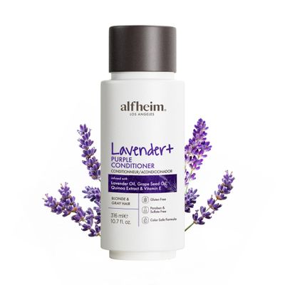ALFHEIM Lavender+ Purple Conditioner for Blonde, Silver & Color-Treated Hair Travel Size Deeply Hydrates & Restores Shine with Lavender Oil, Quinoa Extract & Vitamin E Sulfate Free 10.7 oz