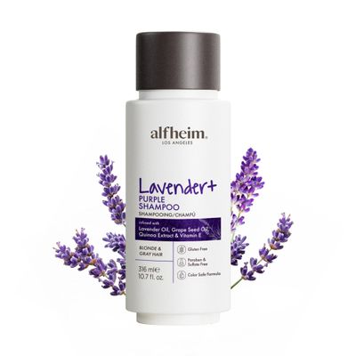 ALFHEIM Lavender+ Purple Shampoo for Blonde, Silver & Color Treated Hair Travel Size Neutralizes Brass & Yellow Tones, Restores Cool Brightness with Quinoa Extract & Vitamin E Sulfate-Free