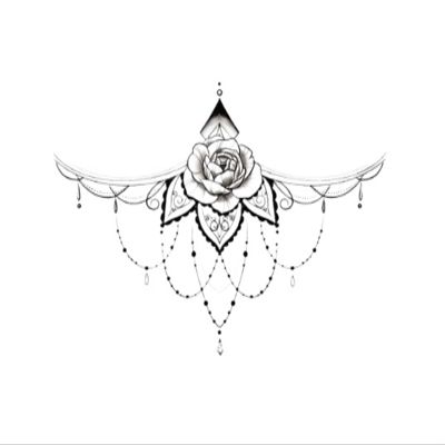 2pcs Body Jewel Sticker Big Temporary Tattoos Black Henna lace Sternum Tattoo Chest waterdecal Flowers Mandala Pattern(CH02)