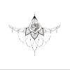 2pcs Body Jewel Sticker Big Temporary Tattoos Black Henna lace Sternum Tattoo Chest waterdecal Flowers Mandala Pattern(CH02) view 1