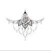 2pcs Body Jewel Sticker Big Temporary Tattoos Black Henna lace Sternum Tattoo Chest waterdecal Flowers Mandala Pattern(CH02) view 2