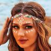 Fstrend Elastic Rhinestone headbands Sparkly Colors Crystal Braid Headpiece for Women (Red-Green-Gold) view 1
