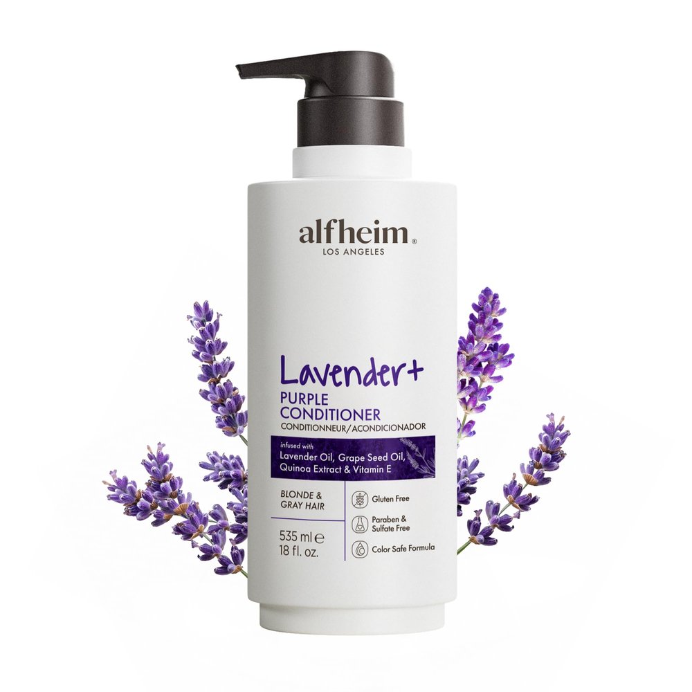 ALFHEIM Lavender+ Purple Conditioner for Blonde, Silver & Color-Treated Hair  Deeply Hydrates & Restores Shine  with Lavender Oil, Quinoa Extract & Vitamin E  Sulfate-Free  18 oz / 535 ml