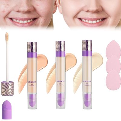 Coverage Concealer, Double-Sided Concealer with Brush,Lightweight, Long-Lasting, Waterproof, Foundation Concealers Stick (3 MIX, 1)