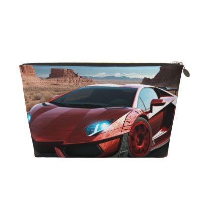 VTCTOASY Makeup Bag for Women Red Race Car Travel Cosmetic Bag Large Capacity Portable Makeup Organizer Bags PU Leather Waterproof Toiletry Bag Cute Aesthetic Zipper Makeup Pouch