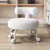 Comfortable Lamb Seat Cushion Round Stool - Ergonomic Roller Stool with Back Support, Ideal for Living Room, Bedroom, and Home Office Use (White) view 1