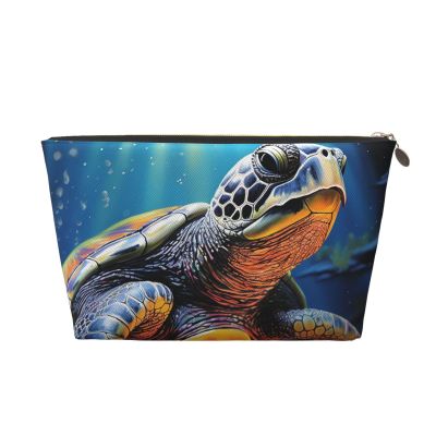 VTCTOASY Makeup Bag for Women Painted Sea Turtle Travel Cosmetic Bag Large Capacity Portable Makeup Organizer Bags PU Leather Waterproof Toiletry Bag Cute Aesthetic Zipper Makeup Pouch