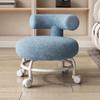 Comfortable Lamb Seat Cushion Round Stool - Ergonomic Roller Stool with Back Support, Ideal for Living Room, Bedroom, and Home Office Use (Blue) view 1