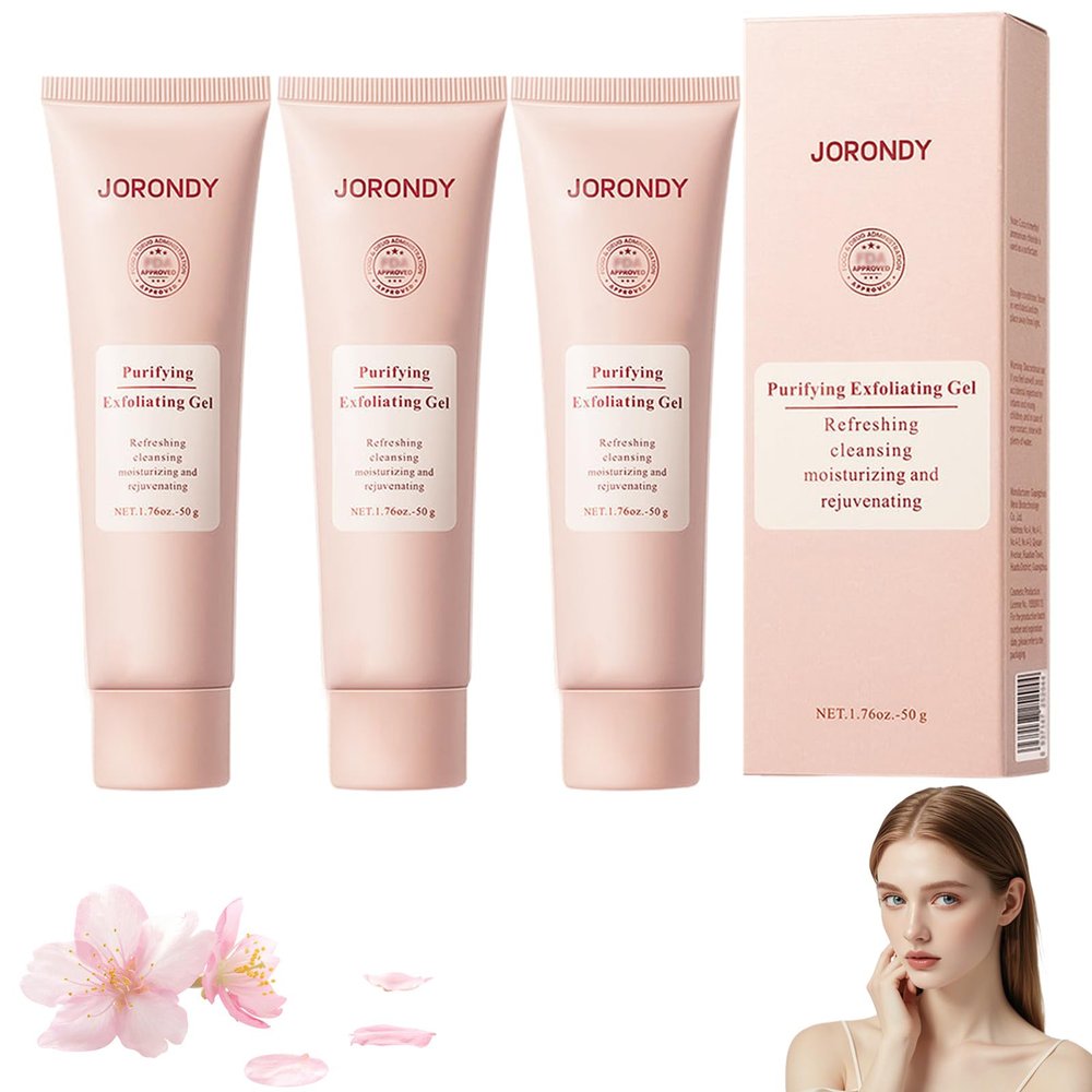 JORONDY Purifying Exfoliating Gel, JORONDY Purifying Enzymes Exfoliating Gel, Deep Cleansing and Moisturizing Formula for All Skin Types (3 Pack)