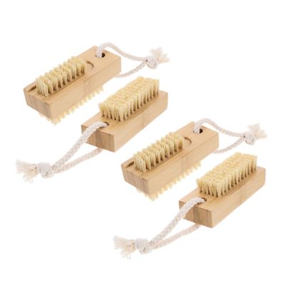 FOYTOKI 4pcs Hand Nail Brush Bamboo Nail Scrub Brush for Fingernail Toenail Cleaning Gentle and Portable for Home Salon Use