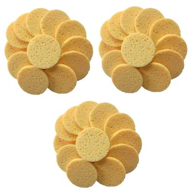 BIUDECO 60pcs Skin-friendly Makeup Pads Round Facial Cleaning Sponge Soft Cellulose Cotton Puff for Gentle Exfoliation and Makeup Removal for Daily Use