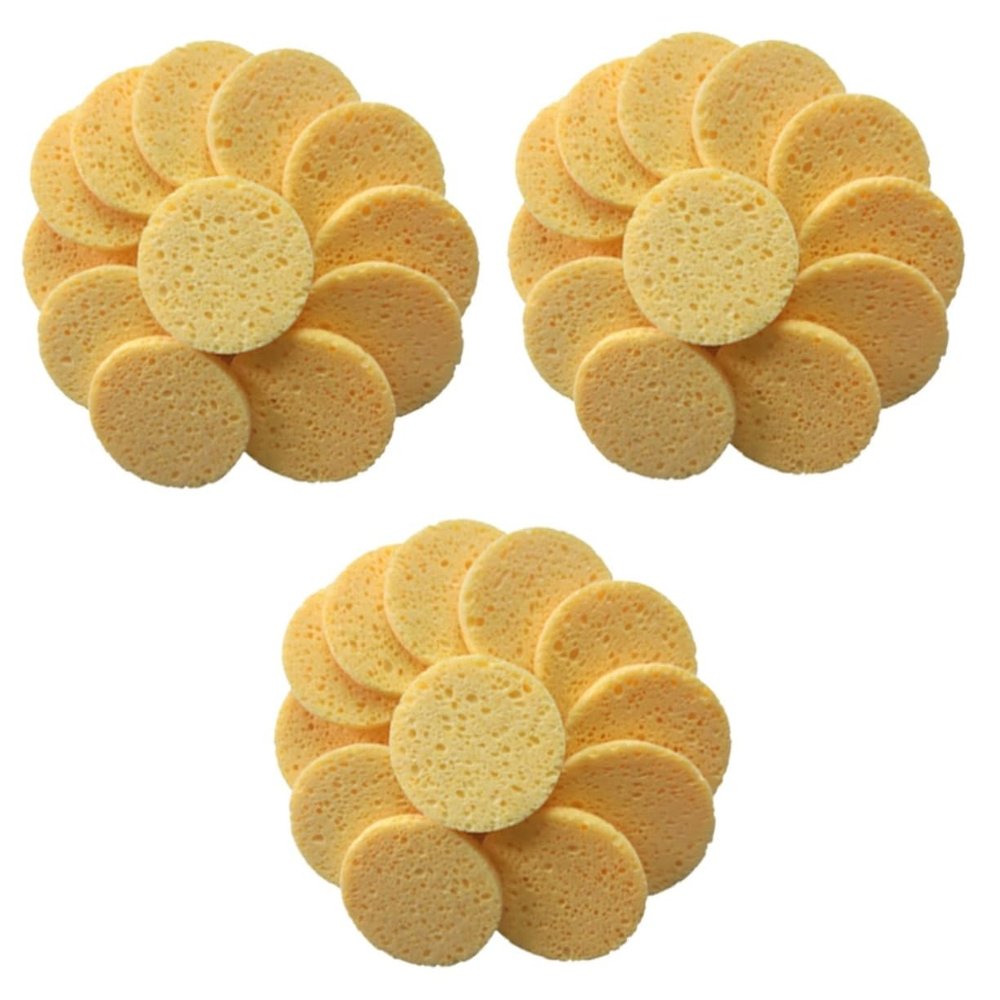 BIUDECO 60pcs Skin-friendly Makeup Pads Round Facial Cleaning Sponge Soft Cellulose Cotton Puff for Gentle Exfoliation and Makeup Removal for Daily Use