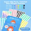 LitBear Acne Patch Pimple Patch, 6 Colors 240 Dots Star Pimple Patches with Tea Tree Oil & Centella Oil, Hydrocolloid Acne Pimple Patches for Face Cute Zit Patches Pimple Stickers Acne Dots view 2