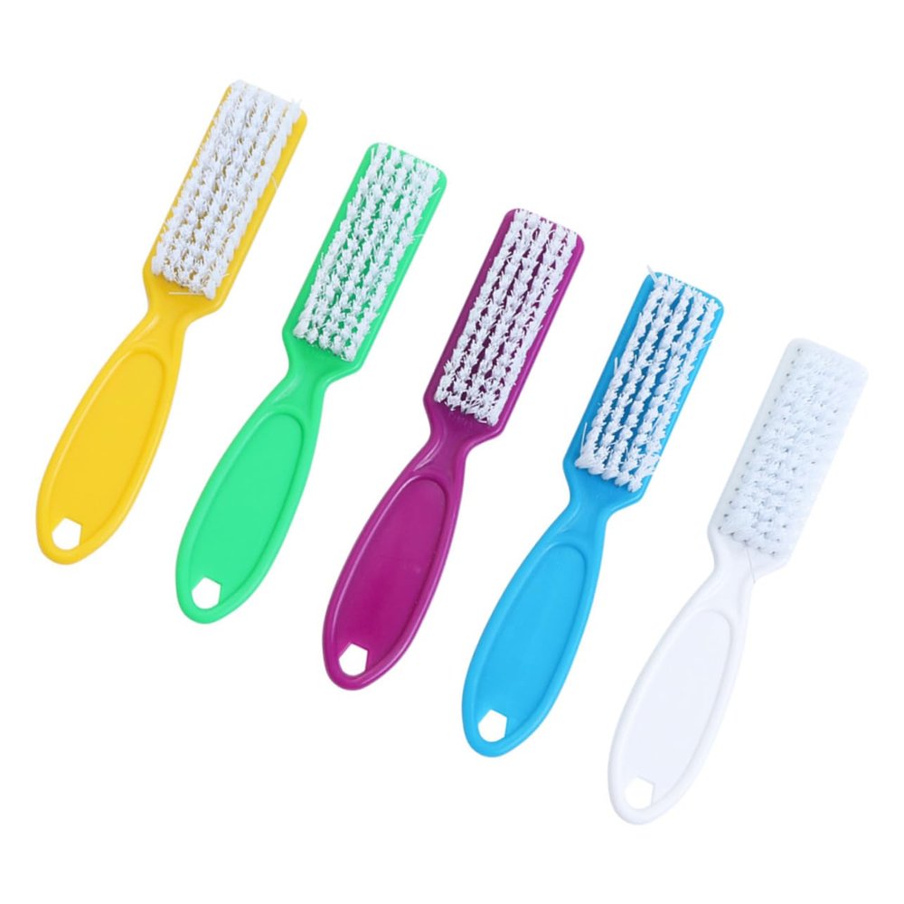 Gogogmee 10pcs Fingernail Cleaning Brushes with Long Handle Manicure Tools for Nail Dust Removal Versatile Use for Hands Feet and Household Cleaning Random Colors