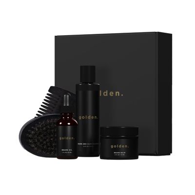 Golden Grooming Co. Ultimate Beard Care Kit for Men | Includes Beard & Hair Shampoo, Beard Balm, Beard Oil, Comb & Brush | Complete Grooming Bundle