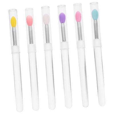 BIUDECO 6pcs Lip Brush Stick for Women Multifunctional Makeup Tools Portable Lip Applicators Silicone Eyeshadow Cosmetic Lipstick Brush