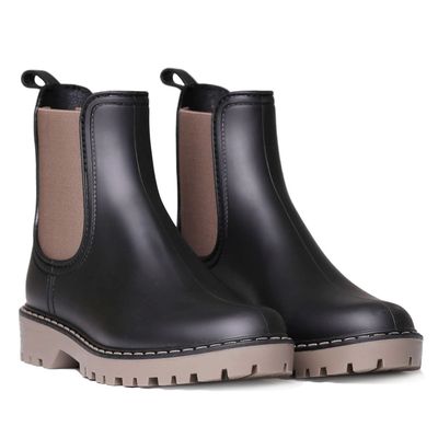 Toni Pons women's rain ankle boots with contrasting sole, taupe, US 6