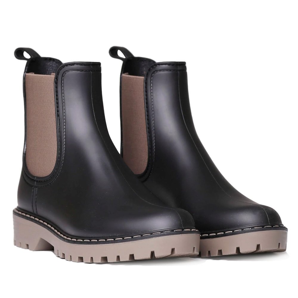 Toni Pons women's rain ankle boots with contrasting sole, taupe, US 6