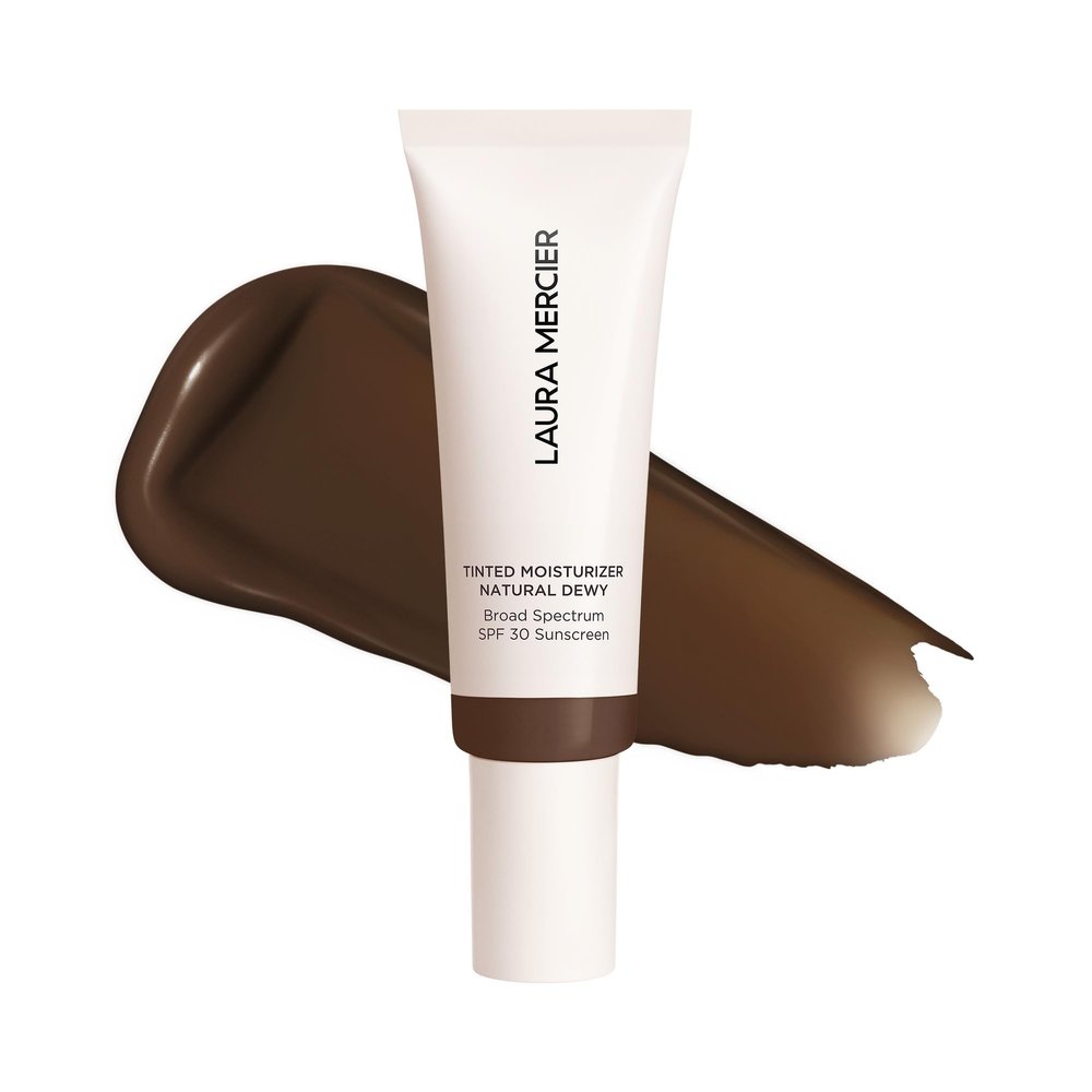 Laura Mercier Tinted Moisturizer Natural Dewy with SPF 30: 24HR+ Hydration, Long Lasting, Sheer to Light, Buildable Coverage, Dewy Finish, Improve Skin Tone and Texture, Skin Tint, Mahogany