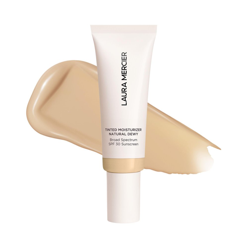 Laura Mercier Tinted Moisturizer Natural Dewy with SPF 30: 24HR+ Hydration, Long Lasting, Sheer to Light, Buildable Coverage, Dewy Finish, Improve Skin Tone and Texture, Skin Tint, Birch