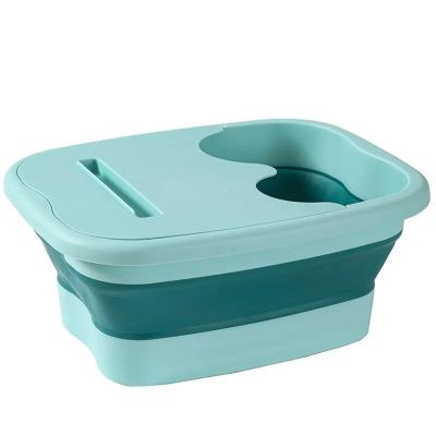 Bieqiair 1pc Home Folding Massage Footbath Bucket,Portable with Lid Insulation Foot Soaking Bucket, Washing,Leisure,Health Care(Green)
