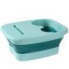 Bieqiair 1pc Home Folding Massage Footbath Bucket,Portable with Lid Insulation Foot Soaking Bucket, Washing,Leisure,Health Care(Green) view 1