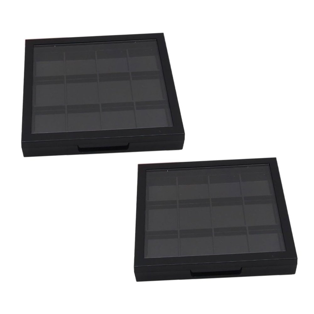 ASAKKURA 2pcs Compact Multi-grid Cosmetics Storage Cases for Lipstick and Eye Shadow Portable Makeup Organizer Lid for Easy Access and Display for Diy Makeup Lovers