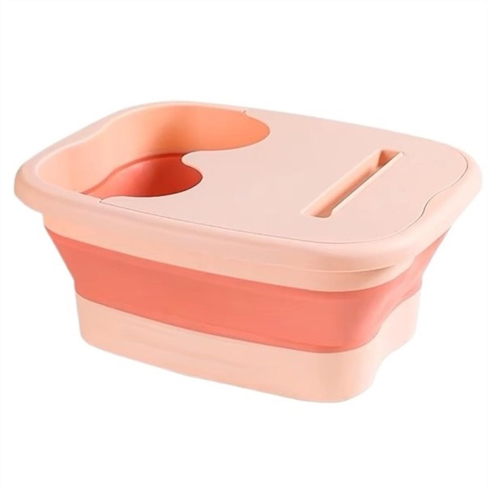 Bieqiair Foldable Footbath Massage Bucket Soaking Bucket Folding Basin Spa Foot Bath Bucket Household Sauna Bathtub Pedicure Bath Bathtub(Pink with Cover)