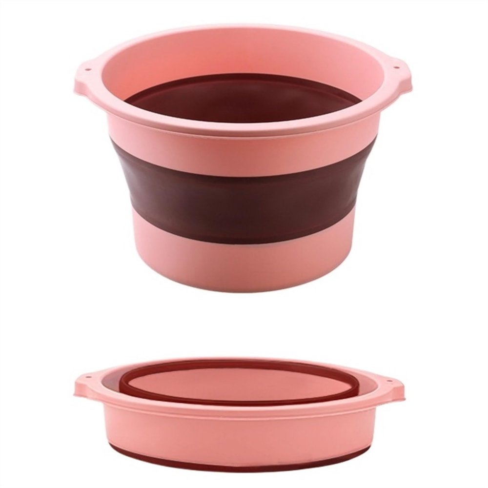 Bieqiair 10L Folding Foot Soaking Bucket Massage Bucket Foot Soak Bucket Household Portable Basin Foot Bath Spa Basin for Foot Soaking(Pi nk)