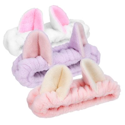 Outanaya 3pcs Cute Ear Spa Headband Facial Headband for Face Washing Hair Band for Skincare and Makeup Routine