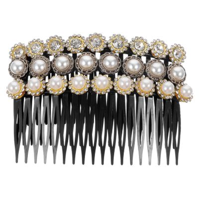 BIUDECO 3pcs Pearl Hair Combs for Women Girl Hair Accessories Rhinestone Teasing Comb