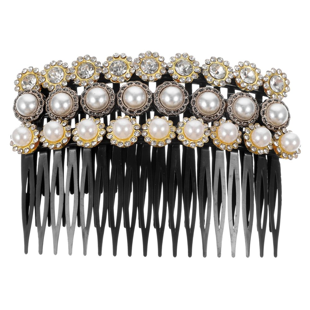 BIUDECO 3pcs Pearl Hair Combs for Women Girl Hair Accessories Rhinestone Teasing Comb