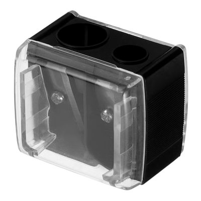 VINTORKY Dual Hole Eyebrow and Lip Pencil Sharpener Compact and Easy to Clean Makeup Tool for Eyeliner and Lip Liner for Travel Black