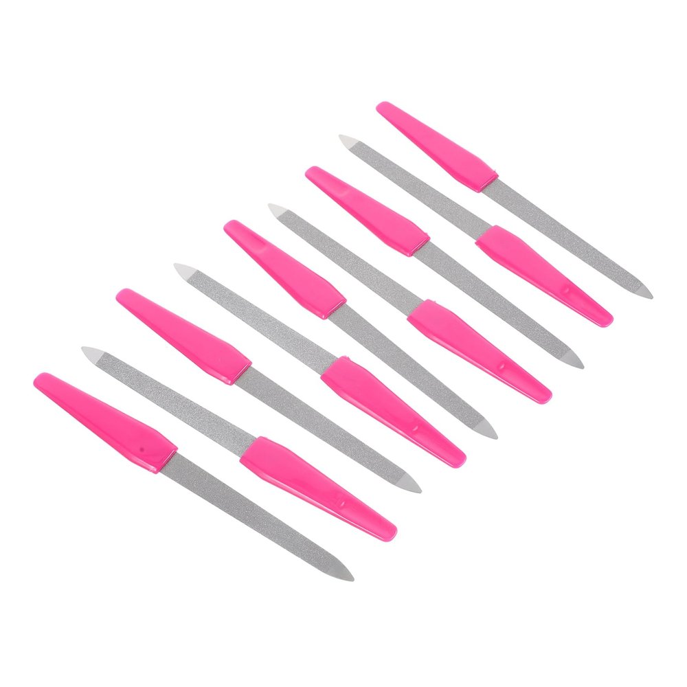 BIUDECO 10pcs Stainless Steel Nail File Kit Fingernail Files Comfortable Handles for Home Salon