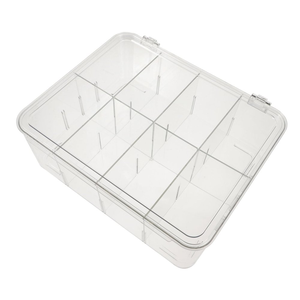 Outanaya Cosmetics Organizer Compartments Capacity Makeup Storage Box for Vanity Bathroom and Travel Transparent Design for Easy Access to Skincare and Lipstick