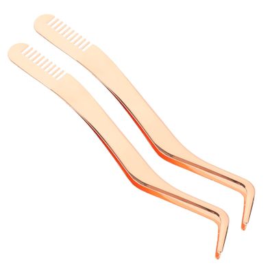 BIUDECO 2pcs Ergonomic Handle Eyelash Tweezers Comb Lash Tool for Easy Application Daily Use