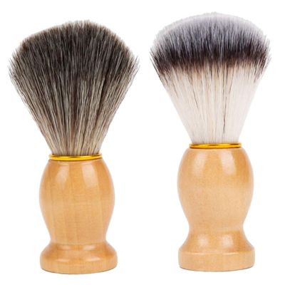 FOYTOKI 2pcs Soft Nylon Fiber Shaving Brush for Men Professional Barber Brush Neck Duster for Salon Use Foam Applicator for Beard Care and Shaving