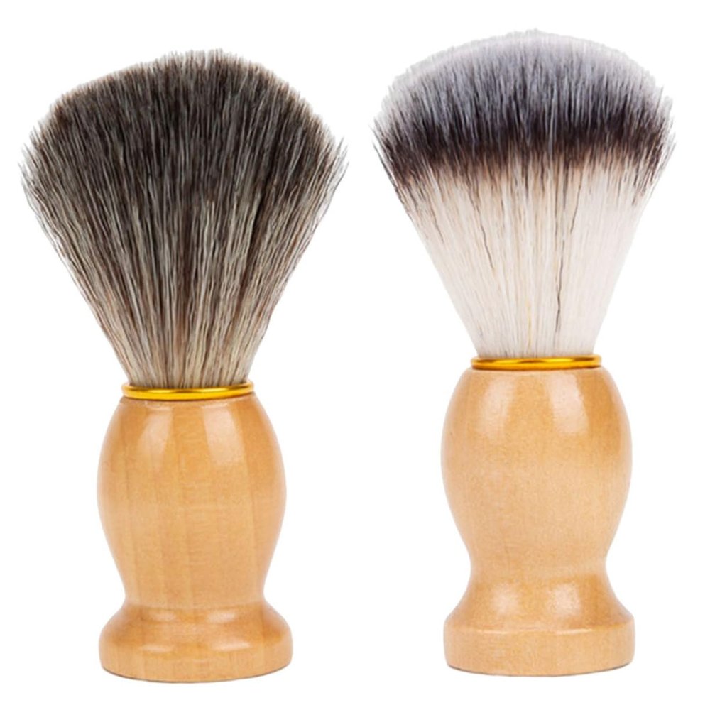 FOYTOKI 2pcs Soft Nylon Fiber Shaving Brush for Men Professional Barber Brush Neck Duster for Salon Use Foam Applicator for Beard Care and Shaving