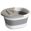 Bieqiair Foot Soaking Bucket Foldable Plastic Storage Home Simple Massage Footbath Over Calf with Lid Insulation Foot Wash Basin(Grey with lid) view 1