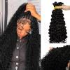 Human Braiding Hairfor Boho Braids Black Water Wave Bulk Human Hair 100g 16 Inch Curly Human Hair for Boho Braids Hair Extensions No Weft Curly Wet and Wavy Braiding Hair view 1