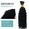 Human Braiding Hairfor Boho Braids Black Water Wave Bulk Human Hair 100g 16 Inch Curly Human Hair for Boho Braids Hair Extensions No Weft Curly Wet and Wavy Braiding Hair view 4
