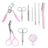 HONMEET 10pcs Complete Eyebrow Care Kit Grooming Set Razor Scissors Tweezers Lash Curler for Women Men view 1