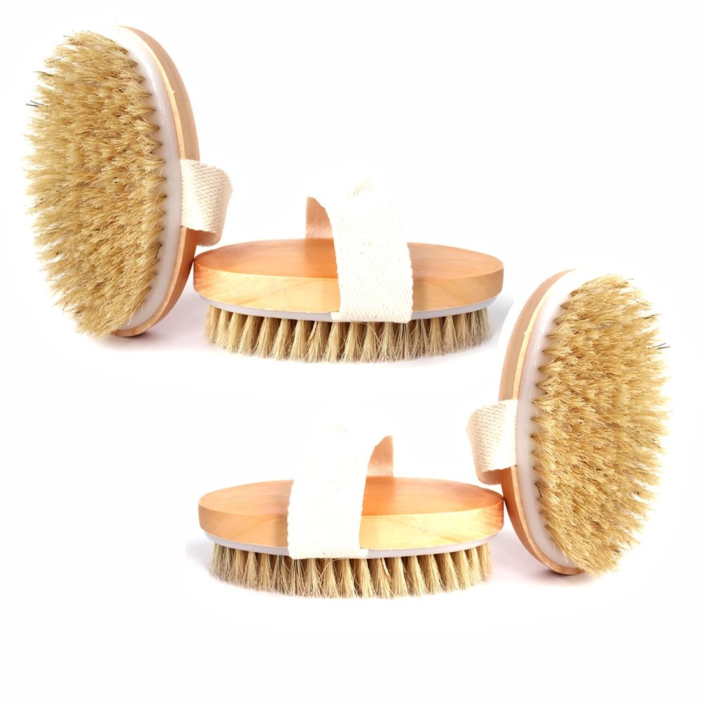 Dry Brushing Body Brush with Soft and Stiff Natural Bristles, Body Exfoliating/Massage Scrub Brush for Cellulite and Lymphatic, Improve Your Circulation, 4 Pack