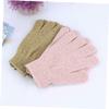 HONMEET 2pairs Exfoliating Bath Gloves Back Massage Scrubber for Deep Cleansing Body Wash Towels Five Fingers Design for Men Women and Students Pink Green view 4