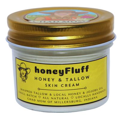 Chad Mom Whipped Tallow & Honey Skin Cream, honeyFluff featuring Raw Honey & Organic Jojoba Oil, 3oz