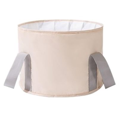 Bieqiair Travel Camping Foldable Basin Washbasin Bucket Bathroom Folding Basin Foot Bath Sink Foot Soak Bag Folding Foot Bath Bucket(A Khaki Trumpet)